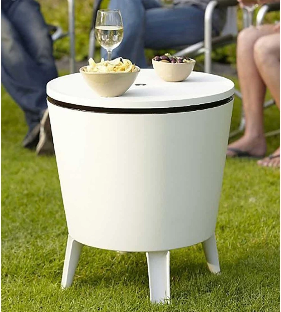 TAVOLINO PORTAGHIACCIO PORTATILE KETER "COOL BAR" BIANCO, 49,5X49,5X84,5 CM